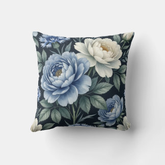 Oreiller décoratif floral bleu de style vintage