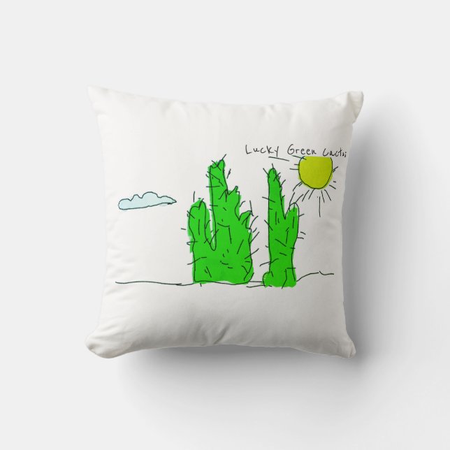 Oreiller décoratif funky Cactus Lucky Green (Recto)