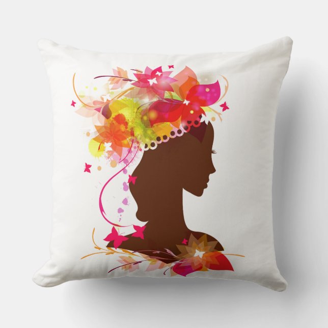 Oreiller décoratif Glossy Floral Girl (Recto)