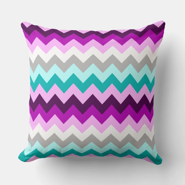 Oreiller décoratif grand format à chevrons violet  (Recto)