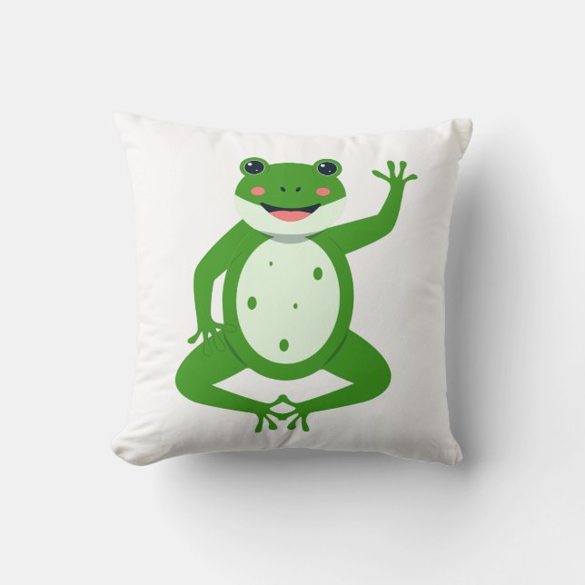 Oreiller décoratif Grenouille Verte Joyeuse Qui Ag (Recto)