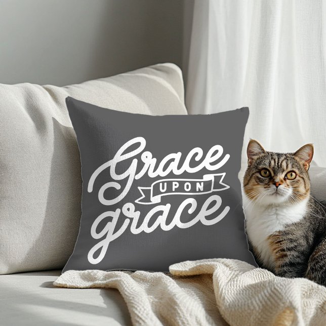 Oreiller décoratif Gris Grâce chrétienne sur grâce (Créateur téléchargé)