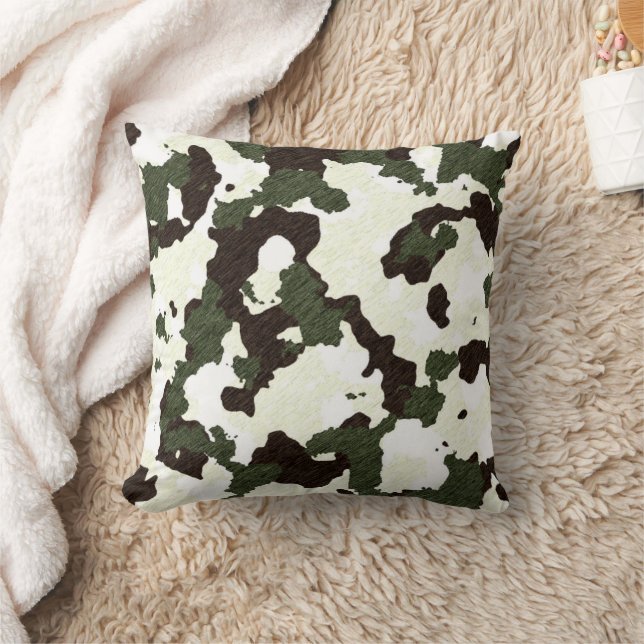 Oreiller décoratif gris marron blanc Camouflage (Couverture)