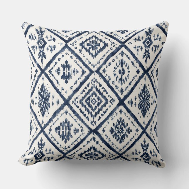 Oreiller décoratif indigo et blanc (Recto)