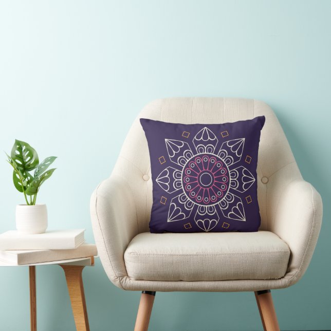 Oreiller décoratif Mandala - Purple géométrique (Chaise)