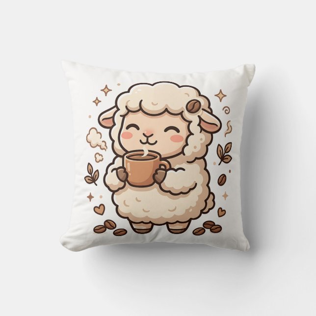 Oreiller décoratif mouton mignon Kawaii (Recto)