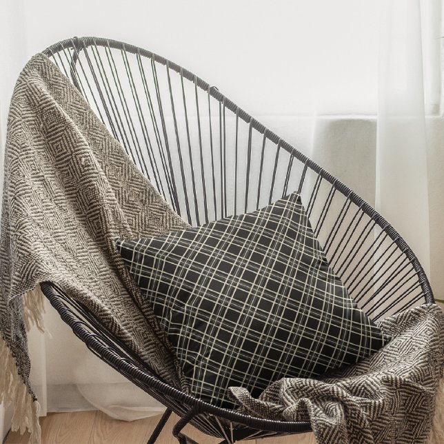 Oreiller décoratif noir plaid/Pois (Créateur téléchargé)