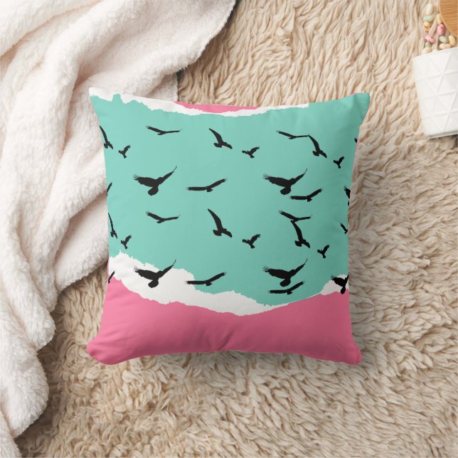 Oreiller Décoratif Oiseaux Volants Abstraits (Couverture)
