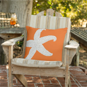 Oreiller décoratif orange vif grande étoile de mer