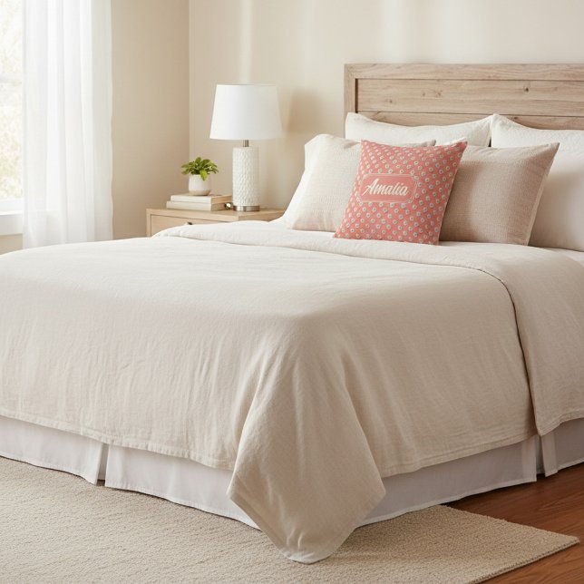 Oreiller décoratif personnalisé à pois coralliens (Créateur téléchargé)