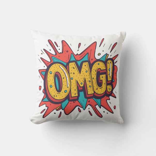 Oreiller décoratif Pop Art « OMG ! » Bande dessiné (Recto)