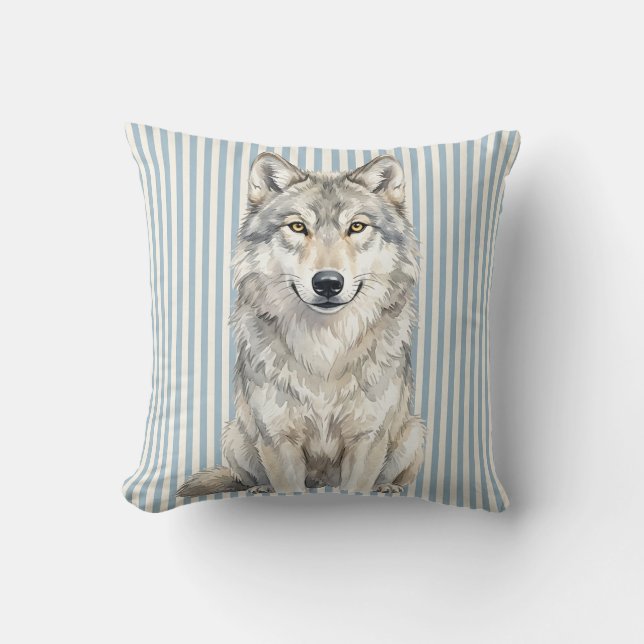 Oreiller décoratif Portrait de Loup Gris (Recto)