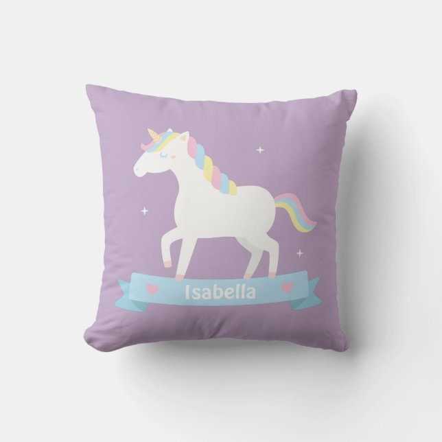 Oreiller décoratif pour chambre de filles Licorne  (Recto)