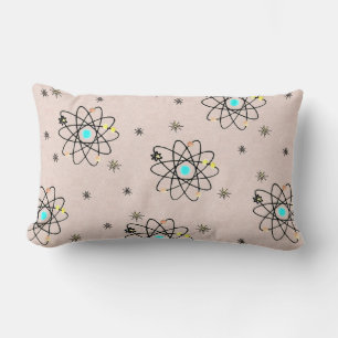 Oreiller décoratif rose à motif atomique des année