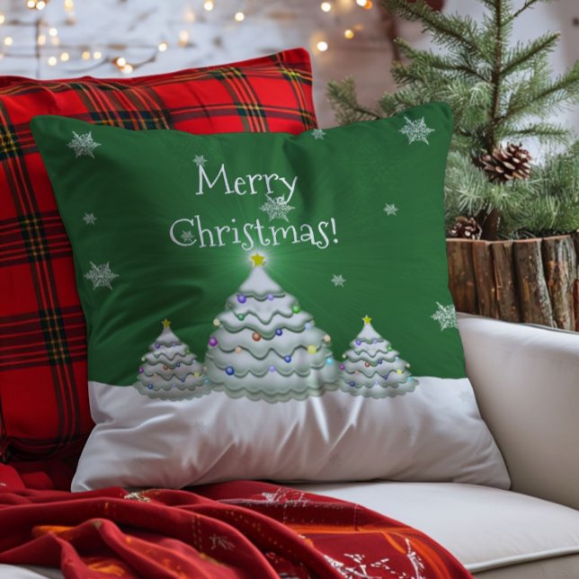 Oreiller décoratif Sapin de Noël vert (Green Christmas Tree Throw Pillow)