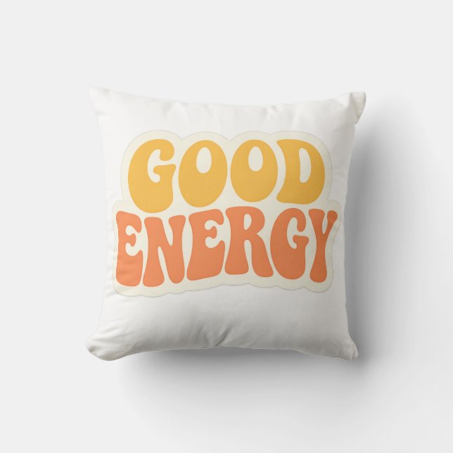 Oreiller décoratif – Texte ondulé rétro GOOD ENERG (Recto)