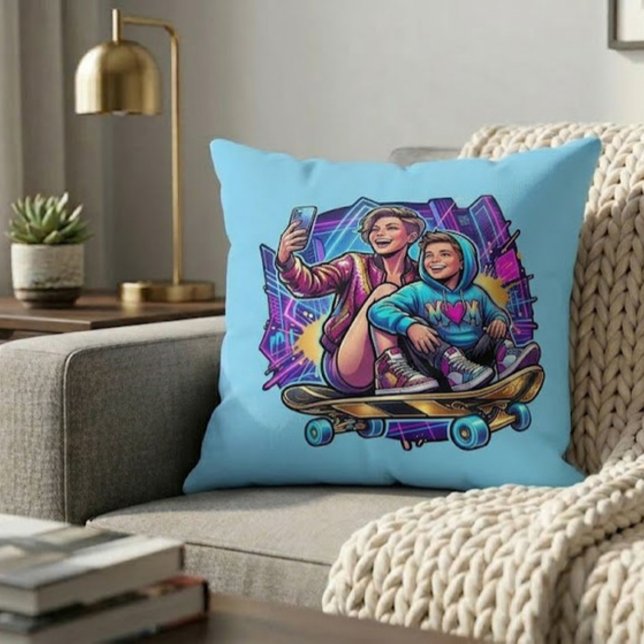 Oreiller décoratif thème artistique skateboard mam (Créateur téléchargé)