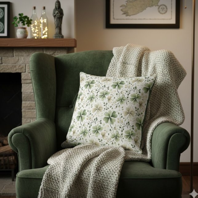 Oreiller Décoratif Trèfle Vert | Décor Irlandais (Créateur téléchargé)