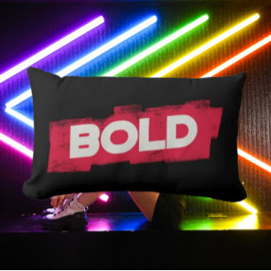 Oreiller décoratif typographie BOLD – Rouge et Bla