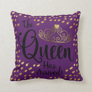 Oreiller décoratif Violet et Or Couronne de Reine