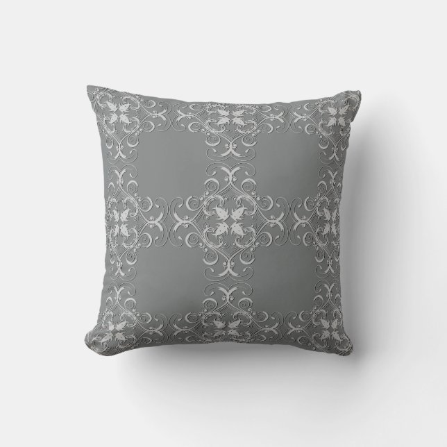Oreiller designer diamant argenté (Recto)