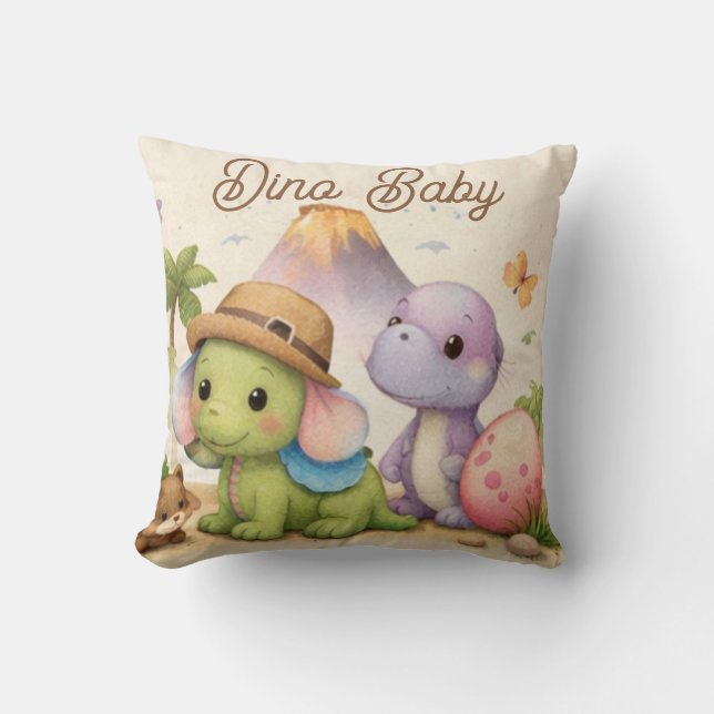 Oreiller Dino Baby | Décoration de dinosaure paste (Recto)