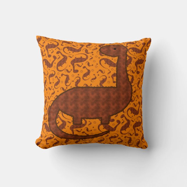 Oreiller dinosaure marron et orange mignon (Recto)