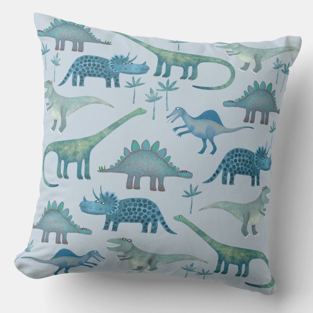 Oreiller Dinosaures Bleu (Fun dinosaur throw pillow)