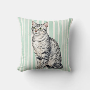Oreiller doux en forme de chat Mau égyptien