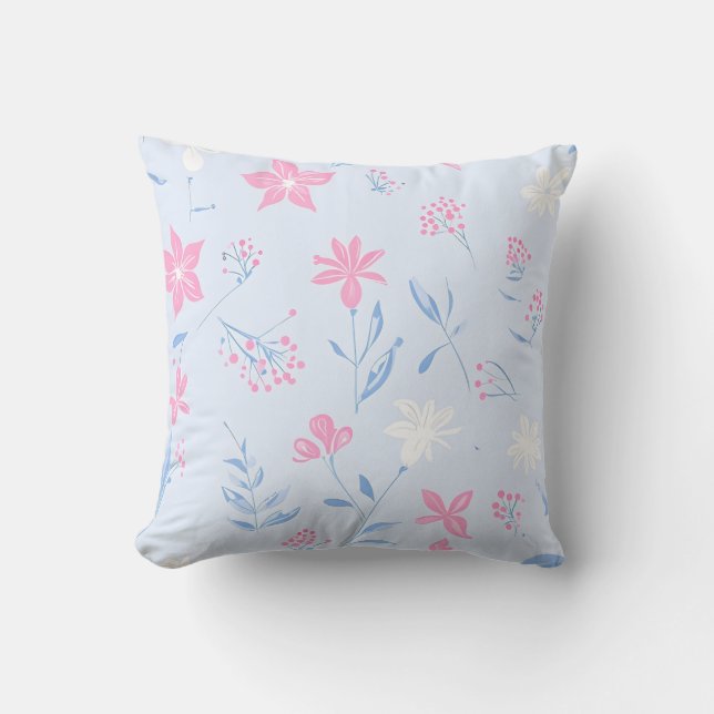 Oreiller doux rose et bleu floral (Recto)