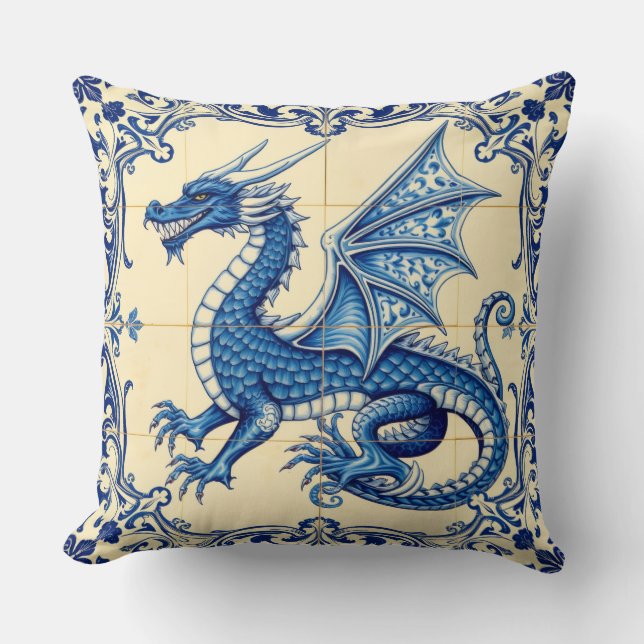 oreiller dragon ciel saphir (Recto)