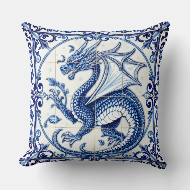 oreiller dragon lune saphir (Recto)