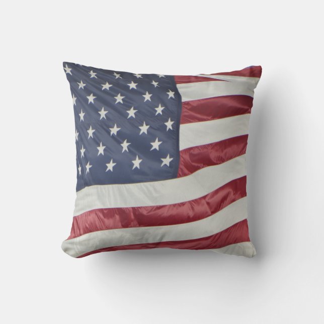Oreiller Drapeau Américain Patriotique Rouge Blanc (Recto)