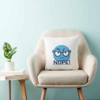 Oreiller drôle Emoji Non – Visage bleu en colère a