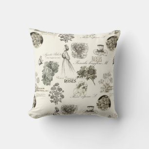 Oreiller élégant à motif floral vintage