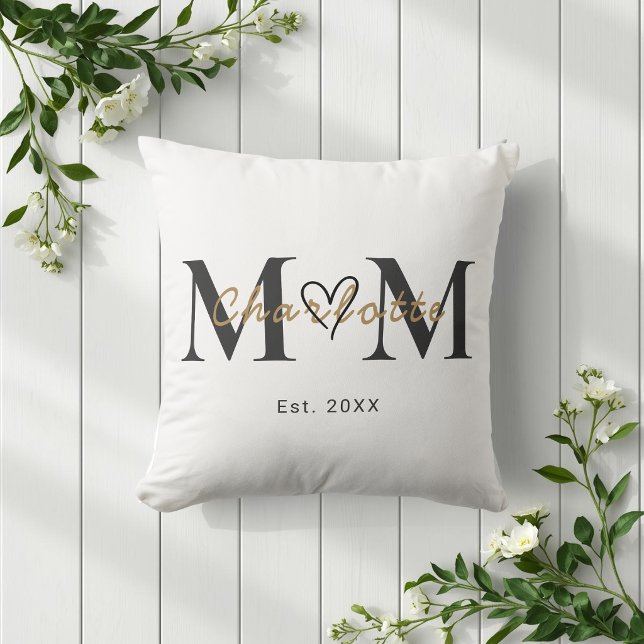 Oreiller Élégant avec Nom de Maman et Année de Fon (Créateur téléchargé)
