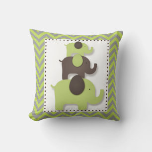 Oreiller éléphant Chevron Vert & Gris