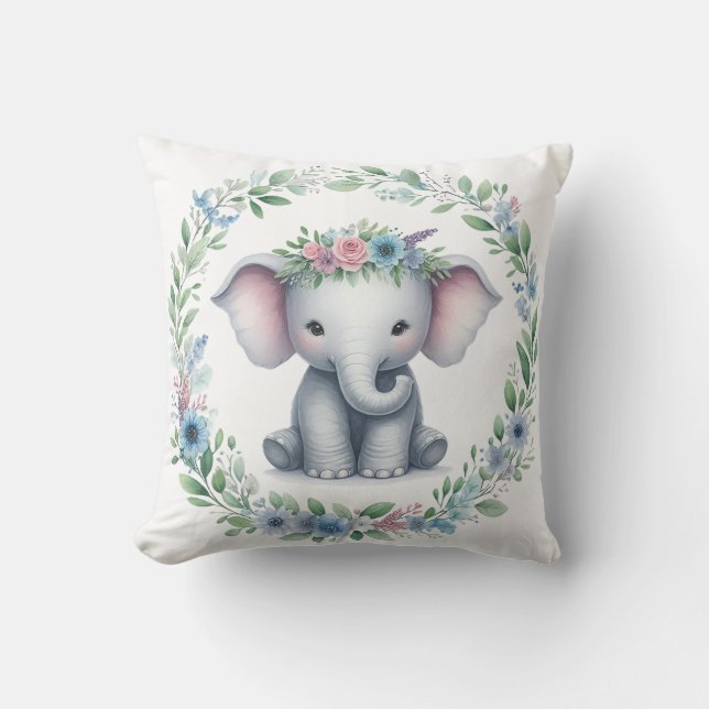 Oreiller éléphant mignon en bleu (Recto)