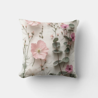 Oreiller en art floral pastel eucalyptus nature