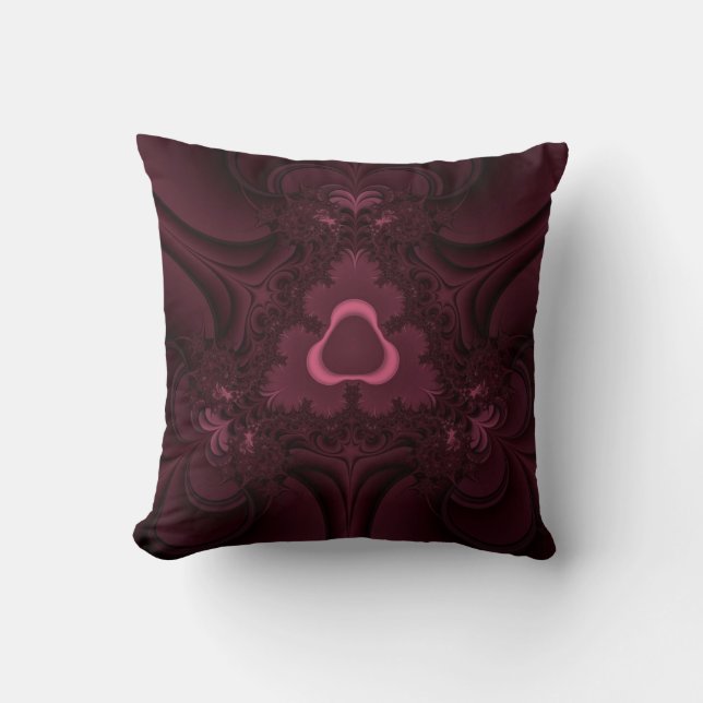 Oreiller en art fractal burgundy et rose (Recto)