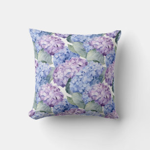 Oreiller en coton à motif floral d'hortensia