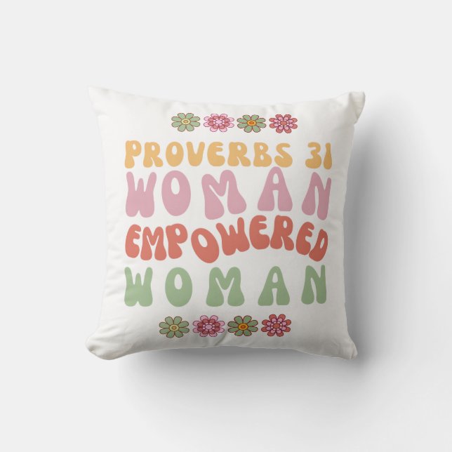 Oreiller en coton avec la phrase Femme habilitée P (Recto)