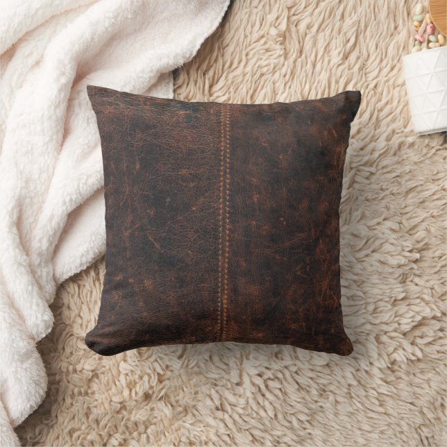 Oreiller en cuir Brown foncé pointu (Couverture)