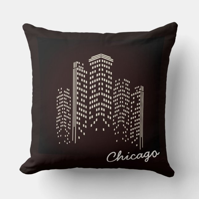 Oreiller en polyester à la skyline de Chicago (Recto)