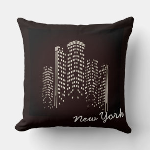 Oreiller en polyester à la skyline de New York