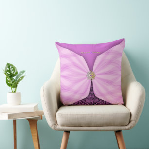 Oreiller en soie rose orchidée personnalisé avec i