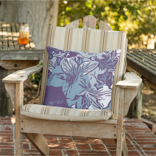 Oreiller extérieur à impression de fleur tropicale (Chaise)