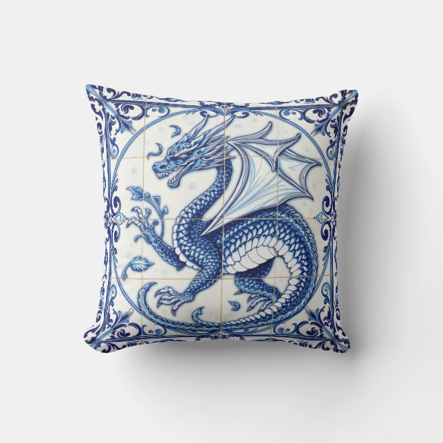 oreiller extérieur dragon lune saphir (Recto)