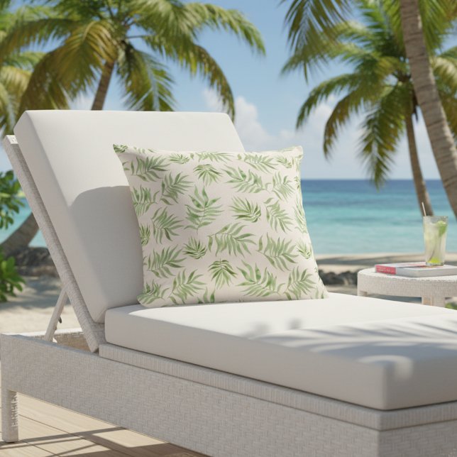 Oreiller Extérieur Feuille de Palmier Tropical - V (Tropical palm outdoor pillow! 🌴)