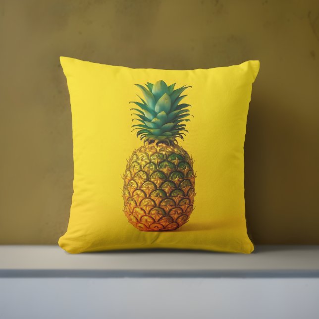 Oreiller Extérieur Jaune Ananas Moderne | Tropical (Pineapple Yellow Pillow: Trendy Artistic Accent for Summer Vibes! 🍍☀️)